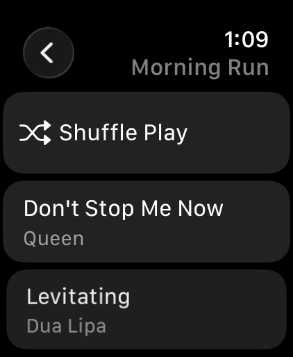 Now playing on Apple Watch